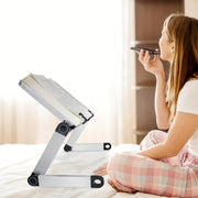 Lightweight Aluminum Book Stand with Adjustable Height and Flexible Paper Clips for Tablets Magazines and Documents