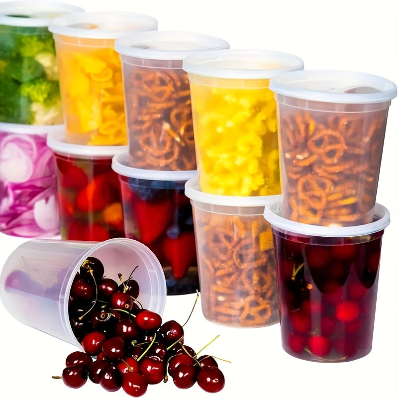 10-Piece 24-Ounce Plastic Food Storage Containers with Lids for Freezing and Microwave