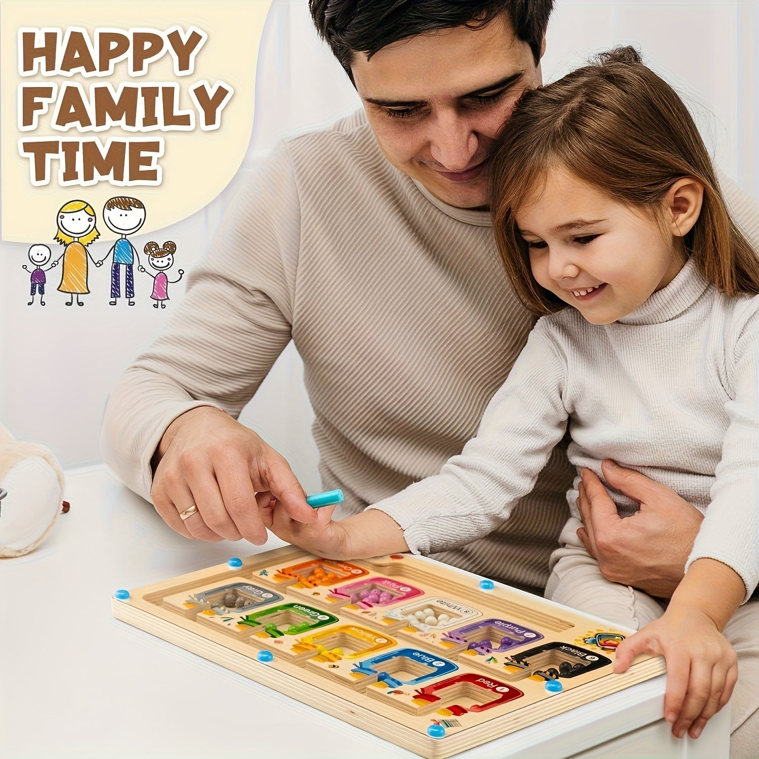 Bolalar uchun yog'och magnit labirint o'yinchoq, hisoblash va saralash faoliyatlari bilan