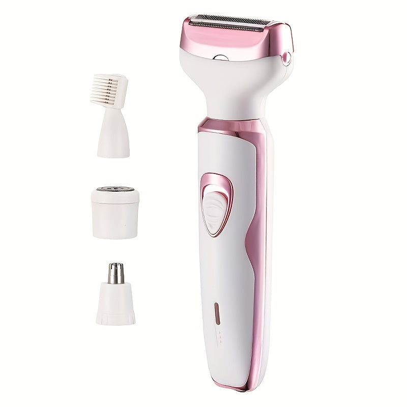Set de depilación eléctrica 4 en 1 para mujeres, para área púbica, cejas, nariz, rostro y piernas, recargable por USB, portátil