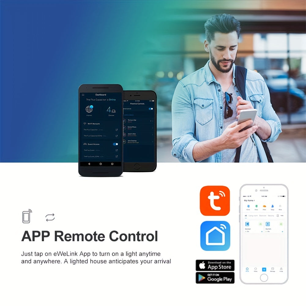 Smart WiFi Switch 4-Channel Compatible with Alexa Google Home RF Remote Control Tuya App