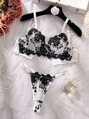 Ikkita ingichka yelka tasmasi bilan tikilgan ichki kiyim to'plami, Intimates brassiy va ichki kiyim, ayollar uchun sexy kiyimlar