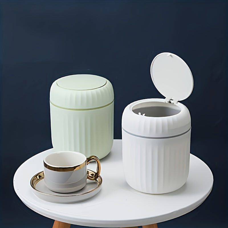 Mini Trash Can with Press-Top Lid Durable PP Material for Office Bedroom Living Room
