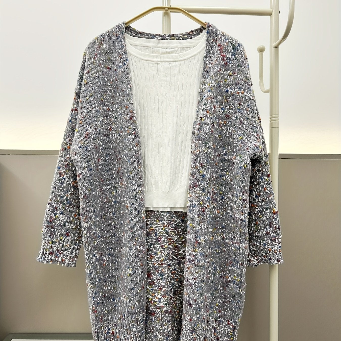 Plus Size Women's Warm Open Front Halter Neck Cardigan Sweater