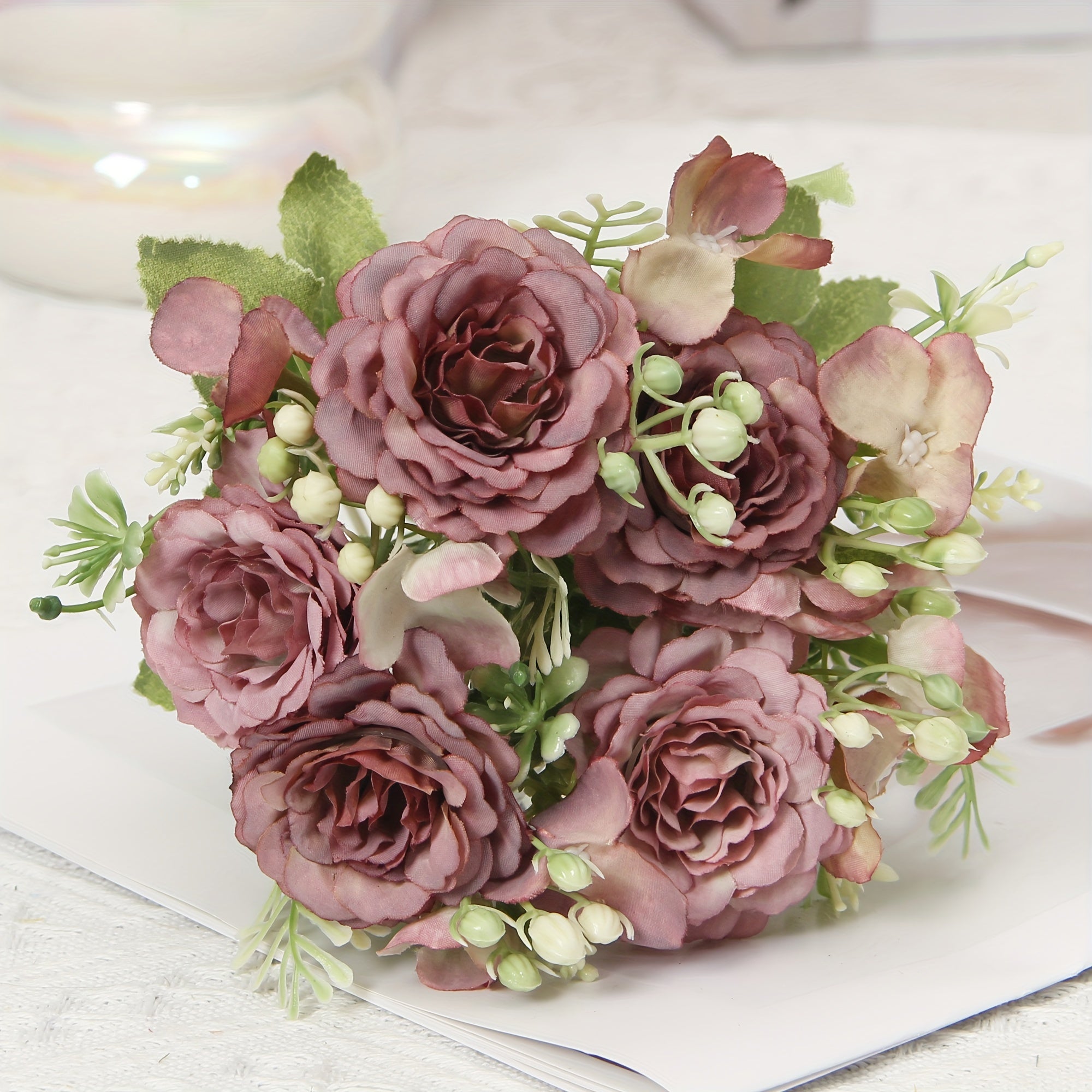 Ramos de flores artificiales peonía falsa para centros de mesa en el hogar y la oficina