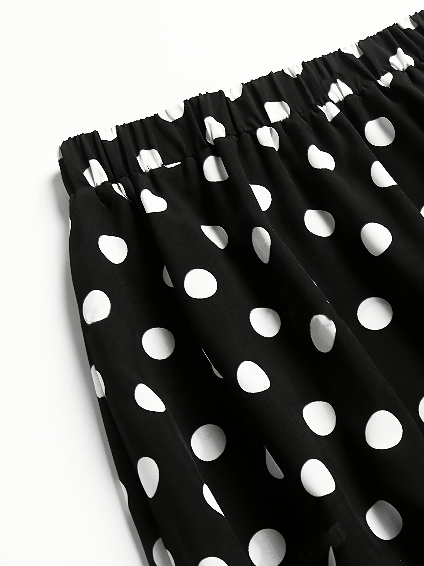 Falda larga de lunares en tallas grandes para mujer, en poliéster no elástico, casual, para primavera, verano y otoño