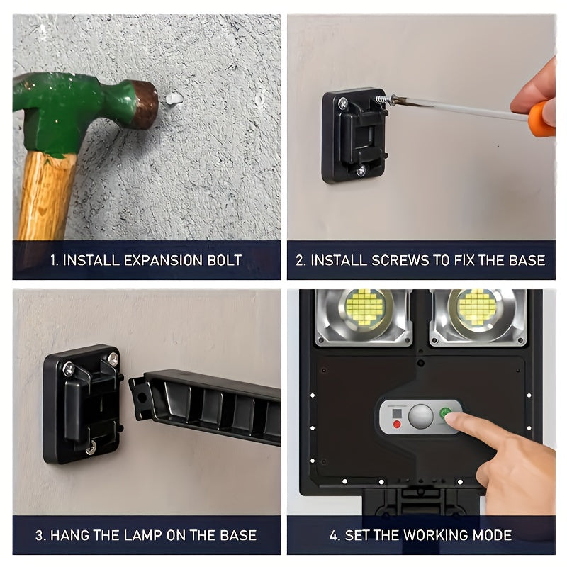 Уличный солнечный датчик уличного освещения с пультом дистанционного управления, водонепроницаемый IP65, сад, двор, гараж