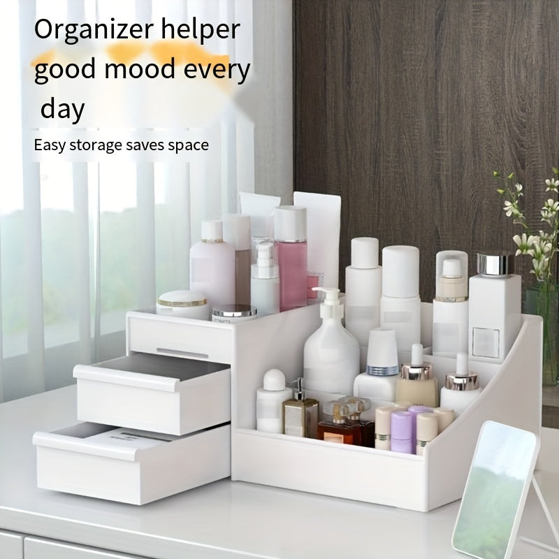 Desktop Storage Box for Bathroom, Office, Makeup, Stationery, and Dorm Organization