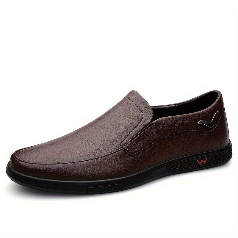Mocasines slip-on para hombre de color sólido con parte superior de PU y suela de goma antideslizante, casual para todas las estaciones