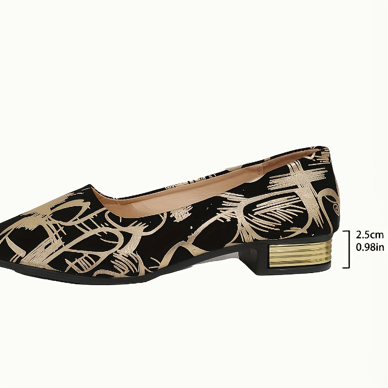 Women's Low Heel Flat Shoes with Golden Embellishments and French Retro Design