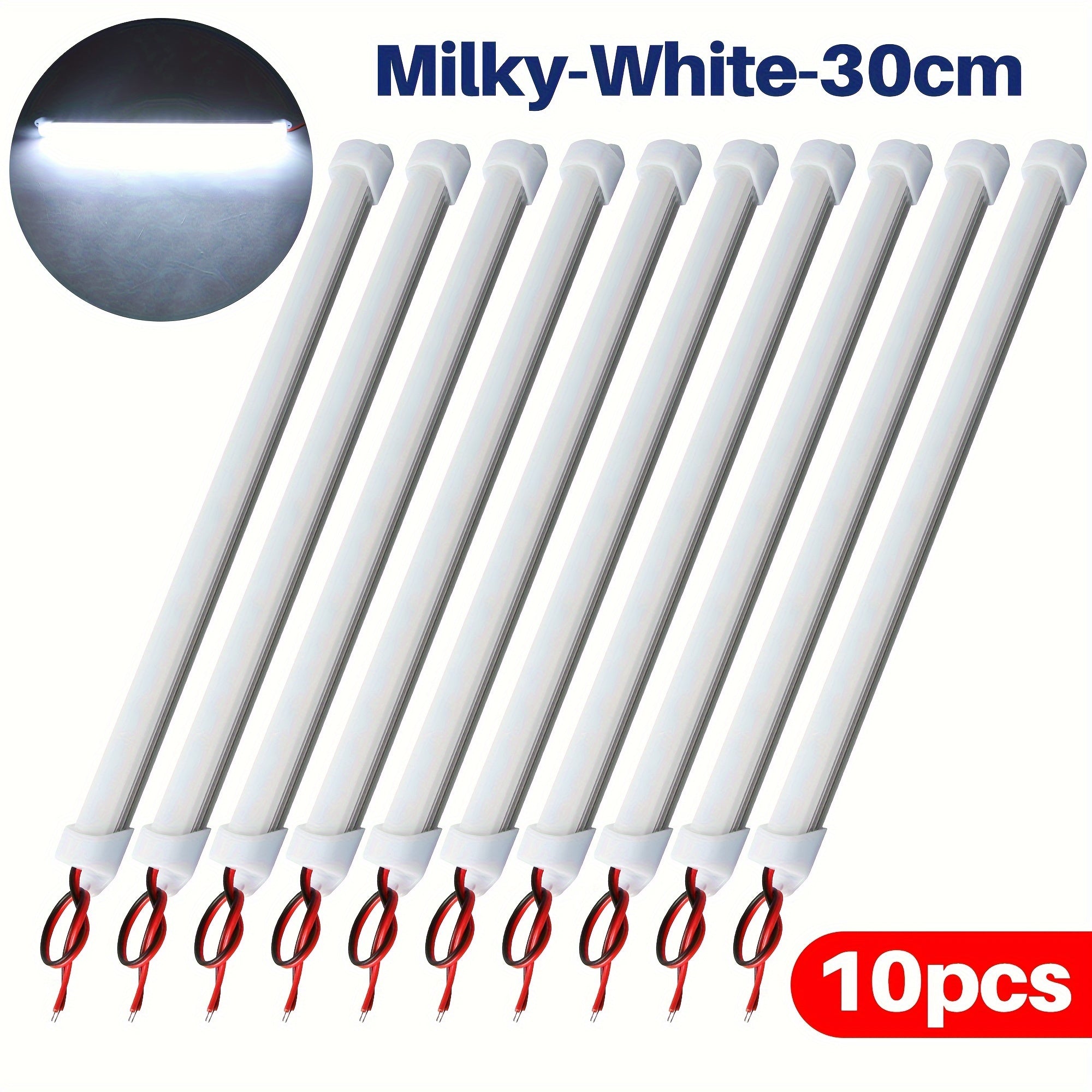 10pcs 12V LED Light Bars 30cm or 50cm with Switch for Vehicle and Trailer