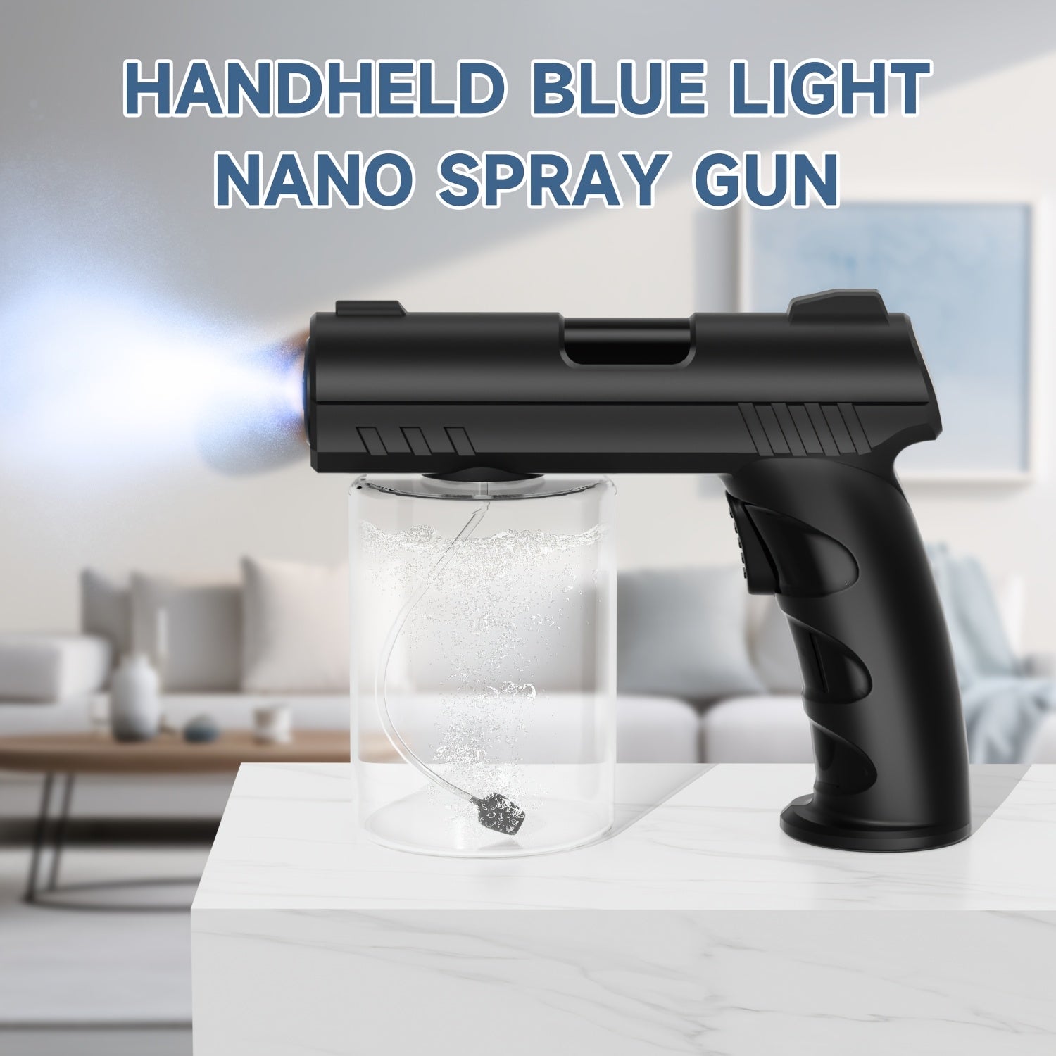 Nano Mist Sprayer Handheld Blue Light Atomization Gun with USB Rechargeable Battery and 8 Mist Patterns