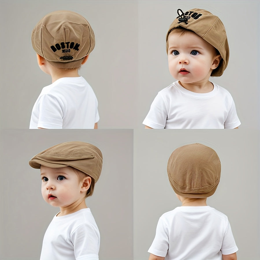 Kids' Adjustable Sun-Protective Beret Hat with Elastic Band for Outdoor Activities and Travel