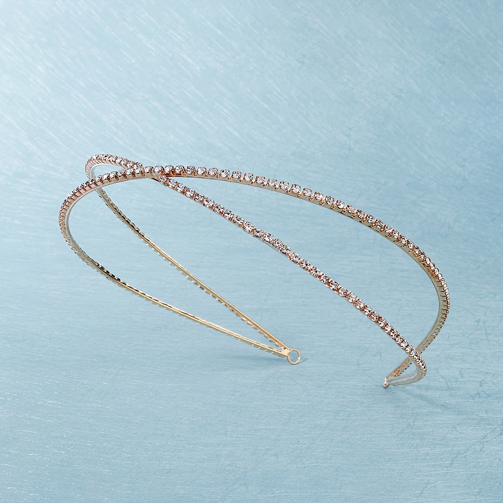 Personalized Rhinestone Cross Head Hoop Hair Accessory for Bridal and Wedding