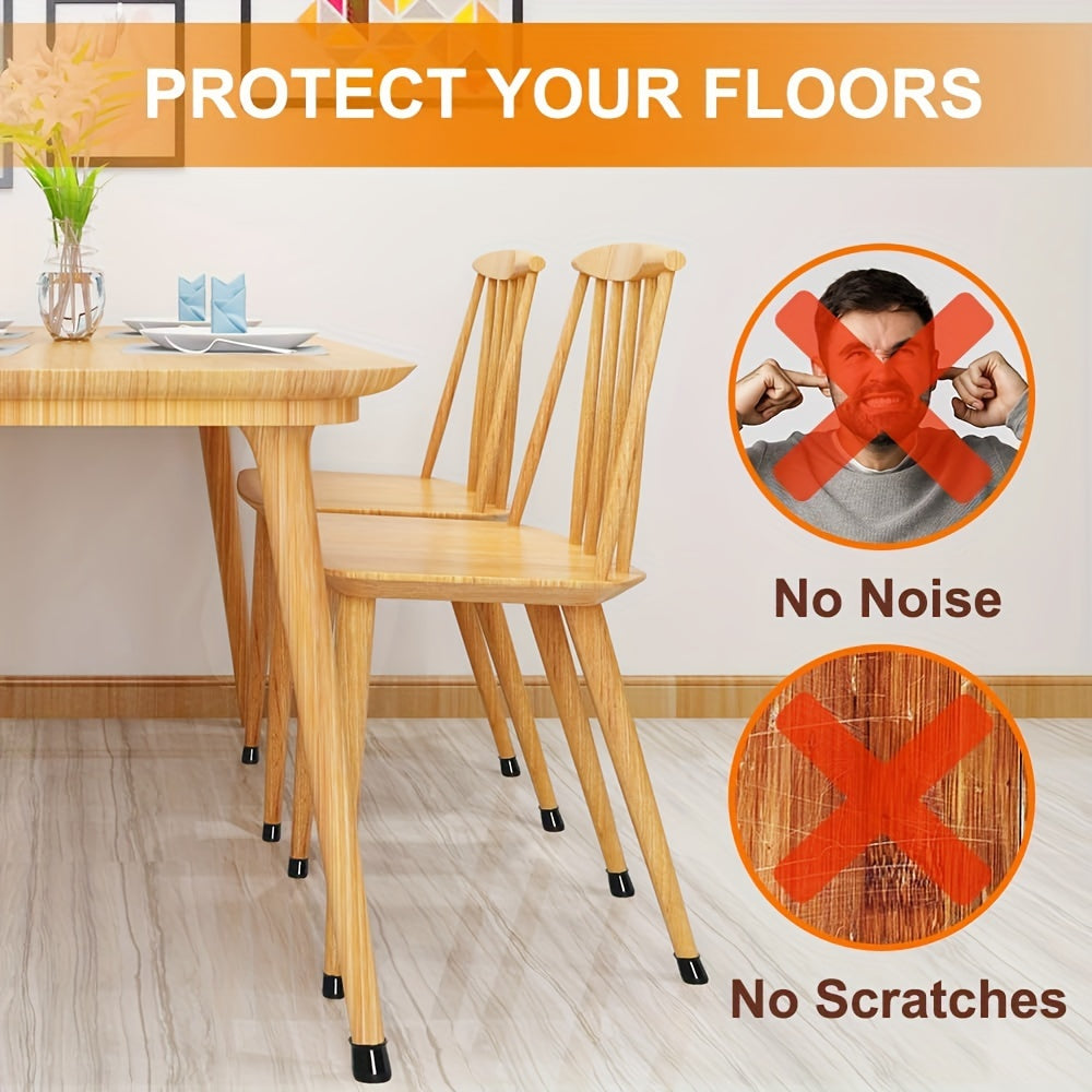 20pcs Furniture Leg Covers for Round and Square Legs Non-Slip Floor Protection Black Transparent