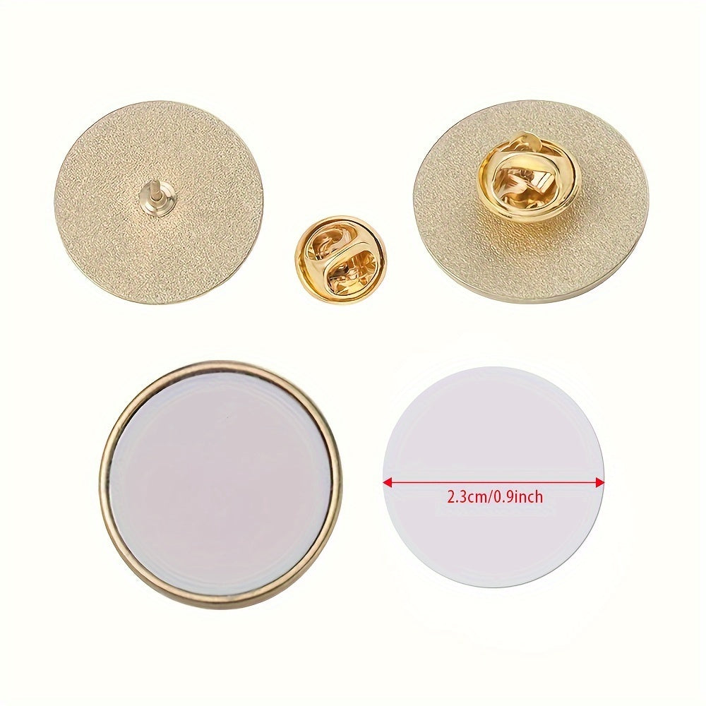 Set of 10 Customizable Metal Cufflinks and Badge Buttons in Various Shapes for Gifts