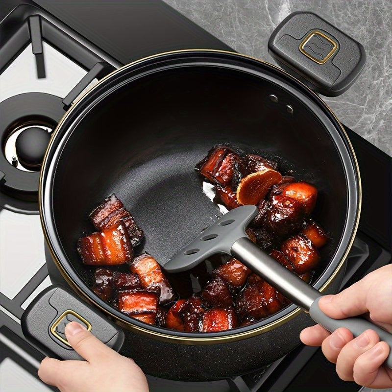 Large capacity enamelled cast iron stockpot with lid double handles knobs for quick cooking