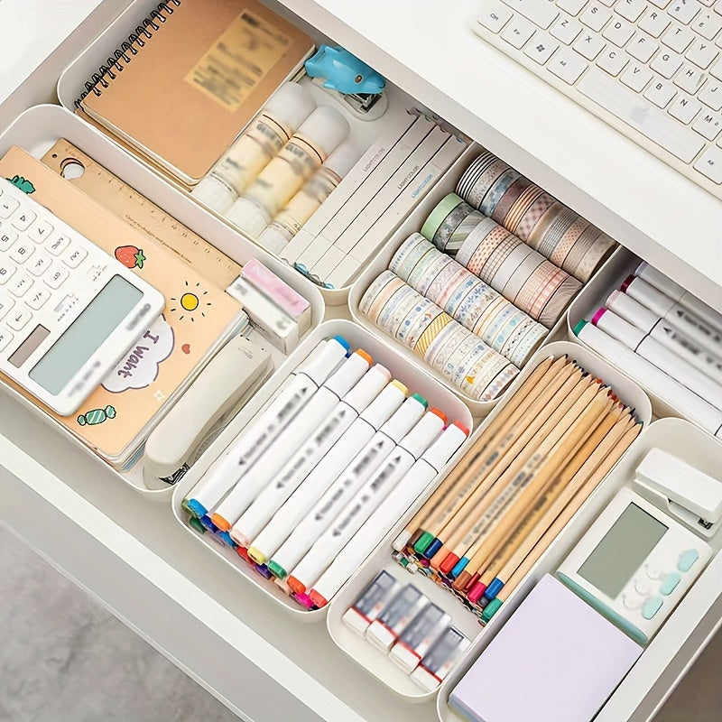 Desk Organizer with Classification Separator Stackable Stationery Box for Home Office