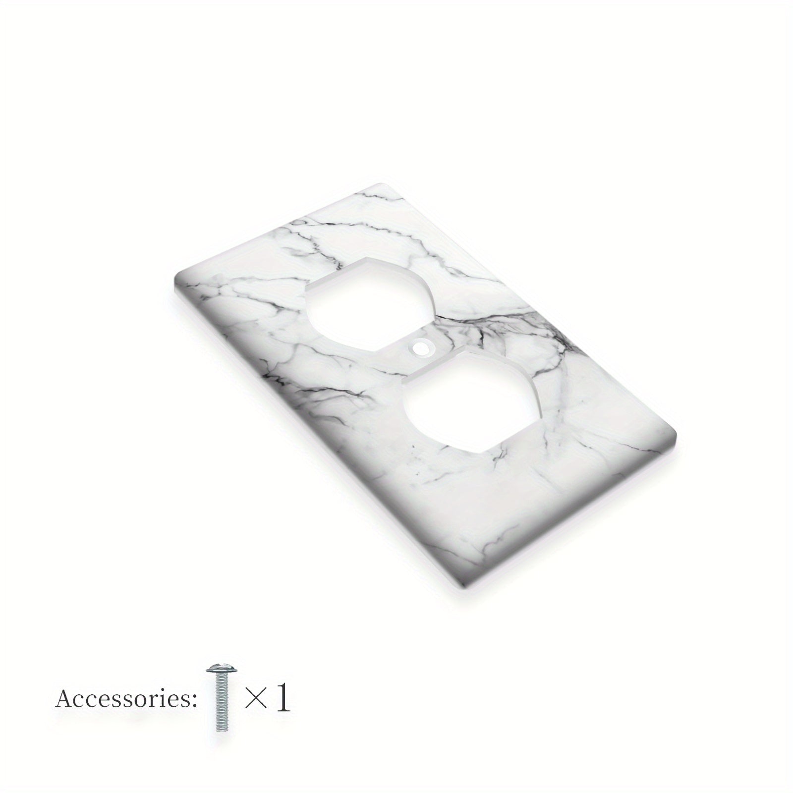 Marble Effect Wall Plate Cover White Gray Single Double Gang Home Decor Pack of 1