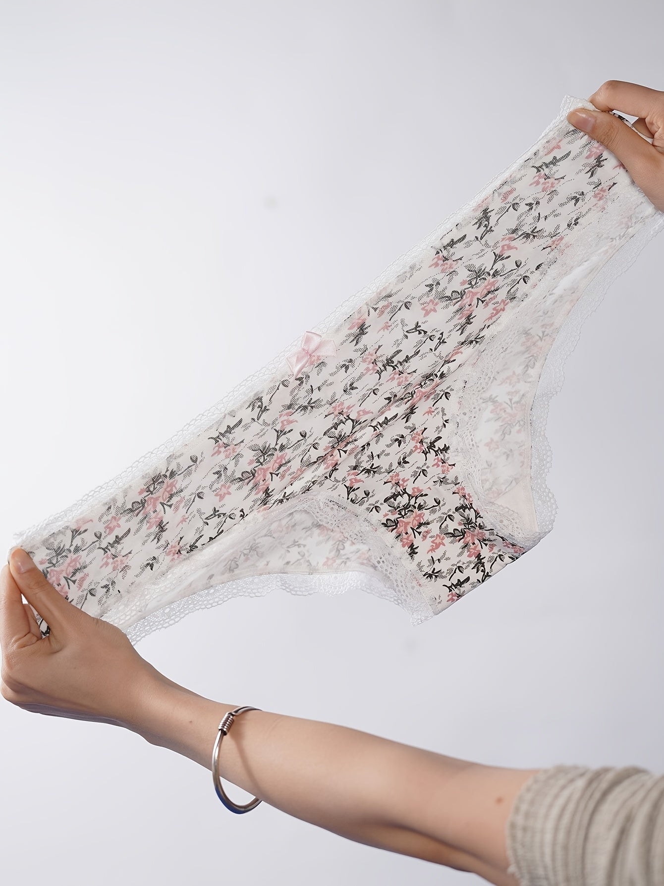 Conjunto de braguitas de algodón para mujer con estampados de lunares y rayas, de tiro medio, ropa interior transpirable, pack de 5