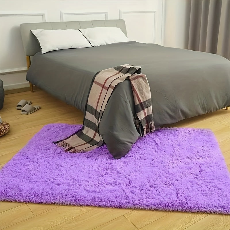 Purple Shag Area Rug Non-Slip Soft Easy to Maintain for Living Room Bedroom
