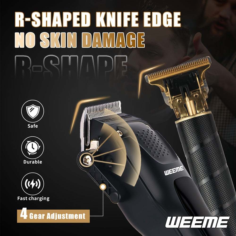 Набор для стрижки волос с USB-зарядкой 3-в-1 с ЖК-дисплеем индикатора заряда, точным триммером и бритвой для мужчин