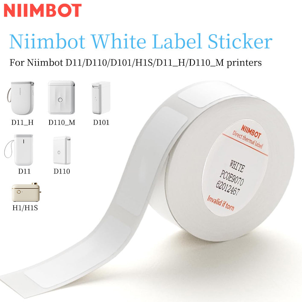 Waterproof Oil-Proof Thermal Label Roll for D11 D101 H1 Series Printers White Adhesive Label Tape