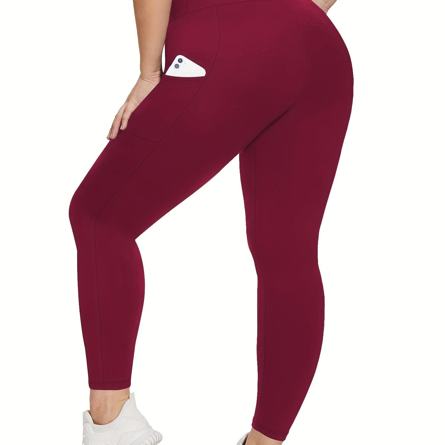Plus Size Women's Solid Stretch Skinny Leggings High Waist Casual