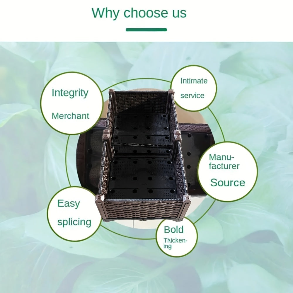 Гибкий комплект для посадки овощей в помещении или на улице, изготовленный из прочного пластика с дренажными отверстиями и подставкой для растений для балконов и садов.