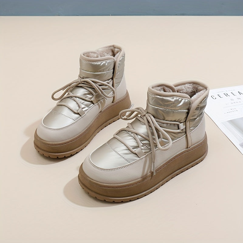 Women's Winter Fleece-Lined Chunky Sneakers Casual Warm Winter Boots