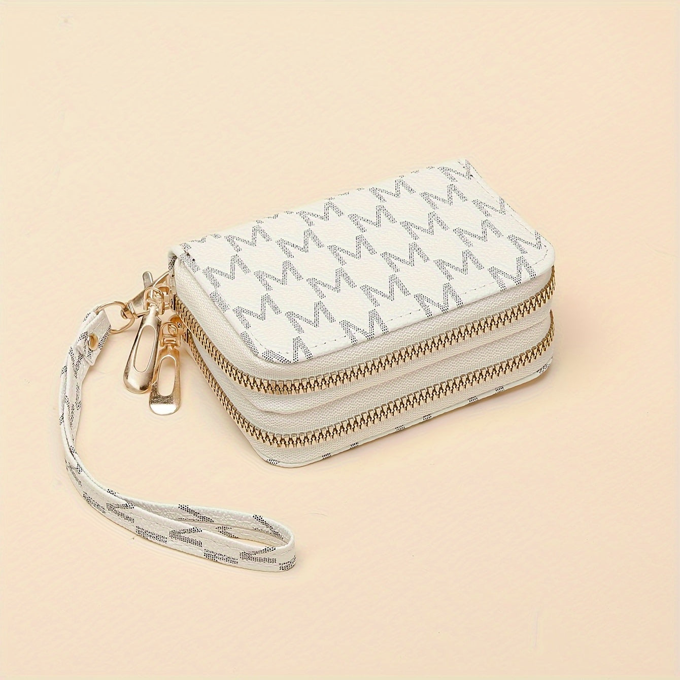 Mini Women's PU Handbag with Double Zippers Card Slot Coin Purse Black Beige Pink Dark Brown