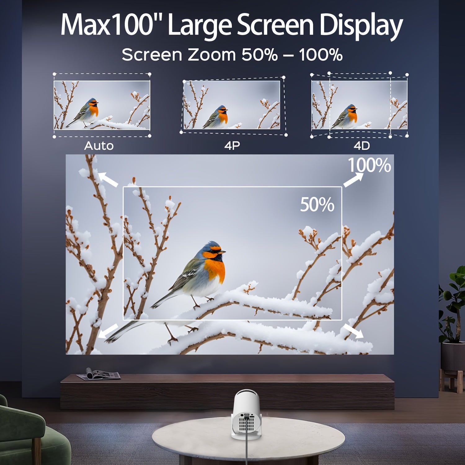 Mini Portable Smart Projector for Outdoor Movies with Fast Focus