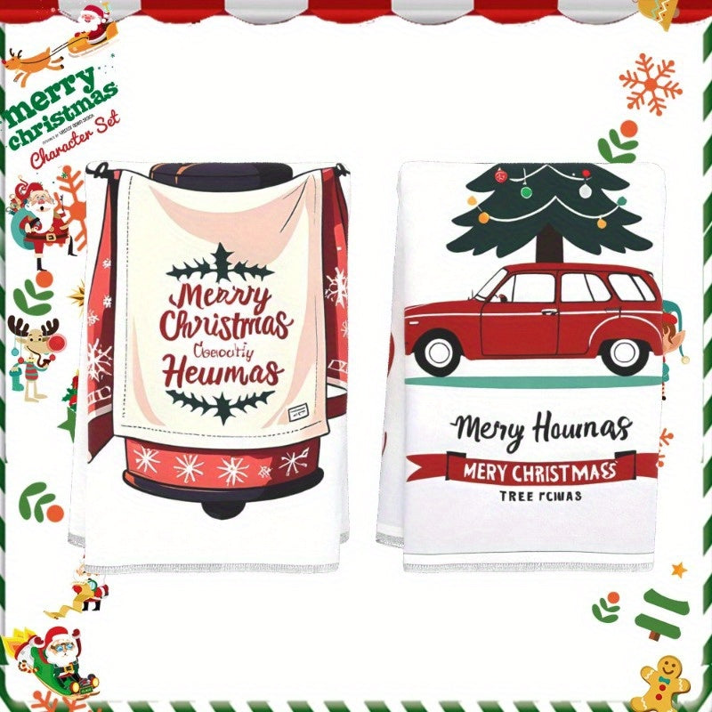 Christmas Kitchen Towels 18x66cm Set Soft Festive Holiday Decor Gift