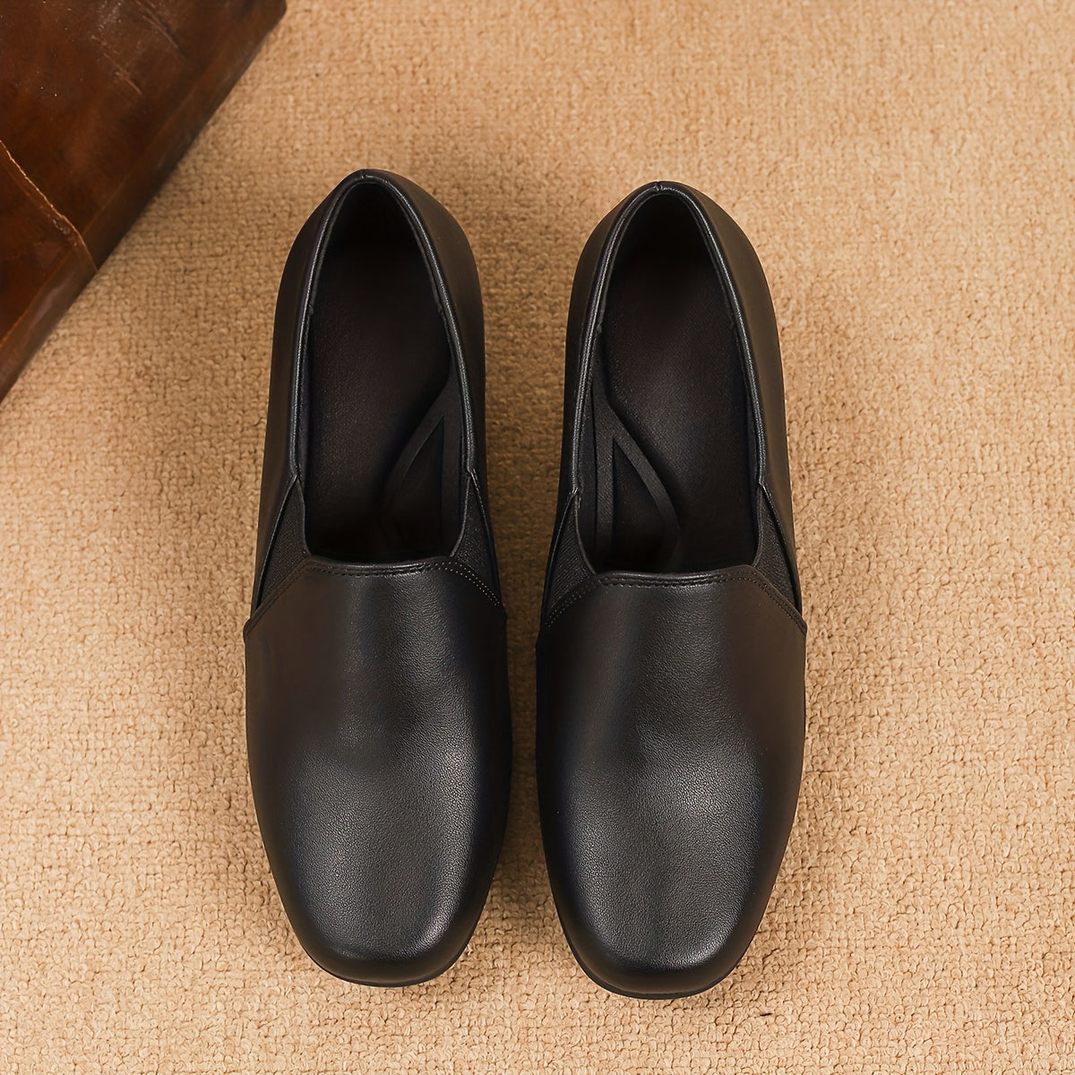 Women's Slip-On Wedge Shoes Black Synthetic Casual Work Comfort