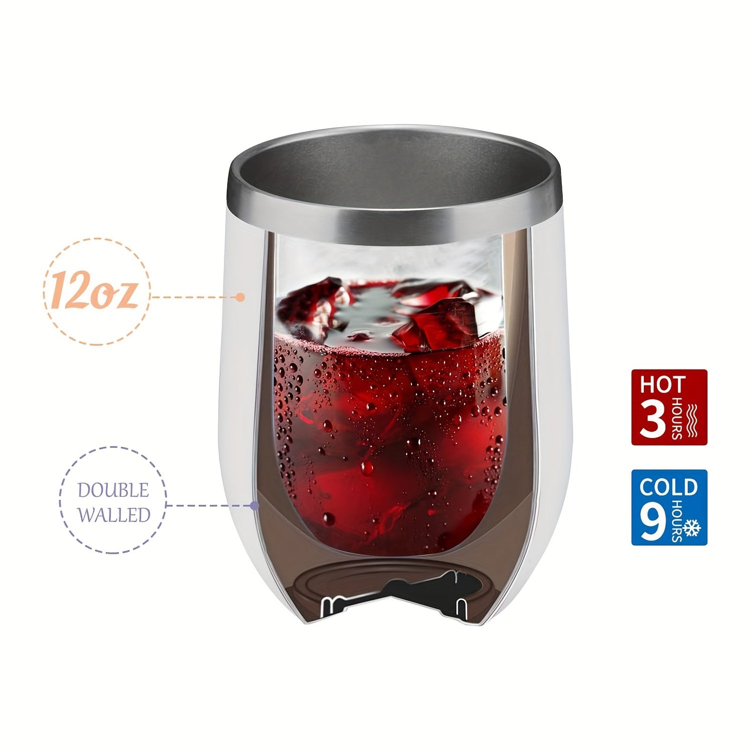 12oz Double Wall Vacuum Insulated Stainless Steel Coffee Mug with Push Lid Recyclable