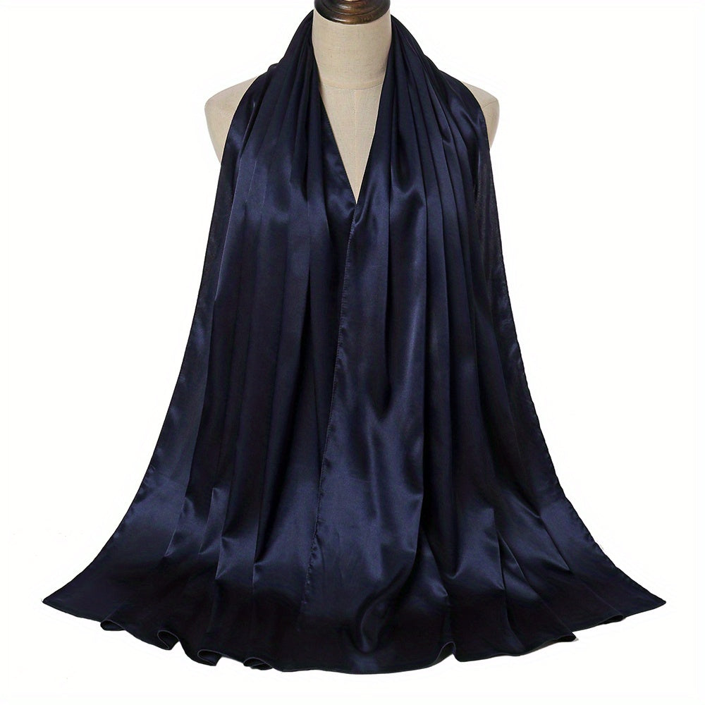 Solid Color Chiffon Shawl and Satin Hijab for Casual Outdoor Sun Protection