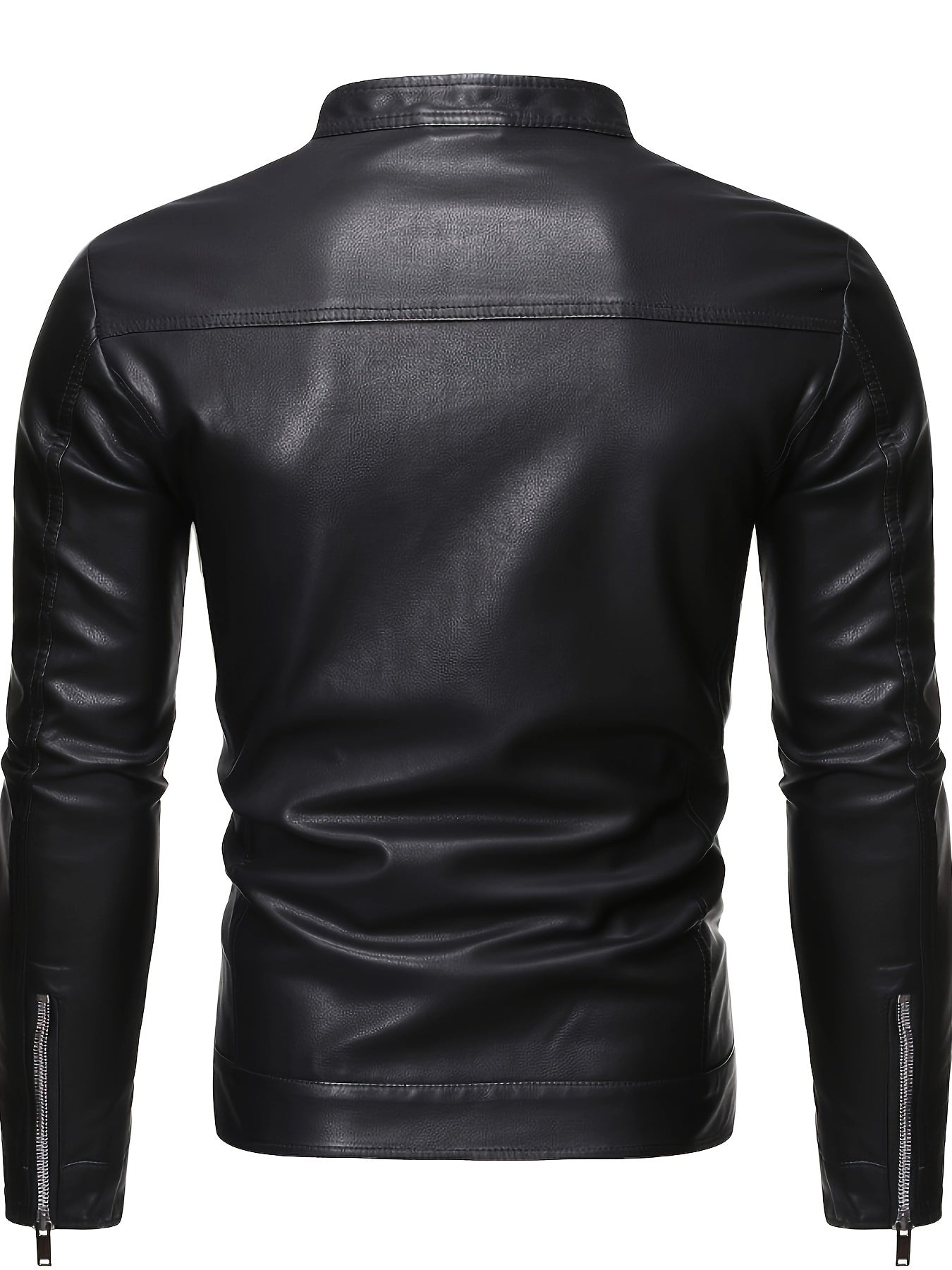 Men's Solid Color Knit Jacket with Stand Collar Zipper Closure for Cycling