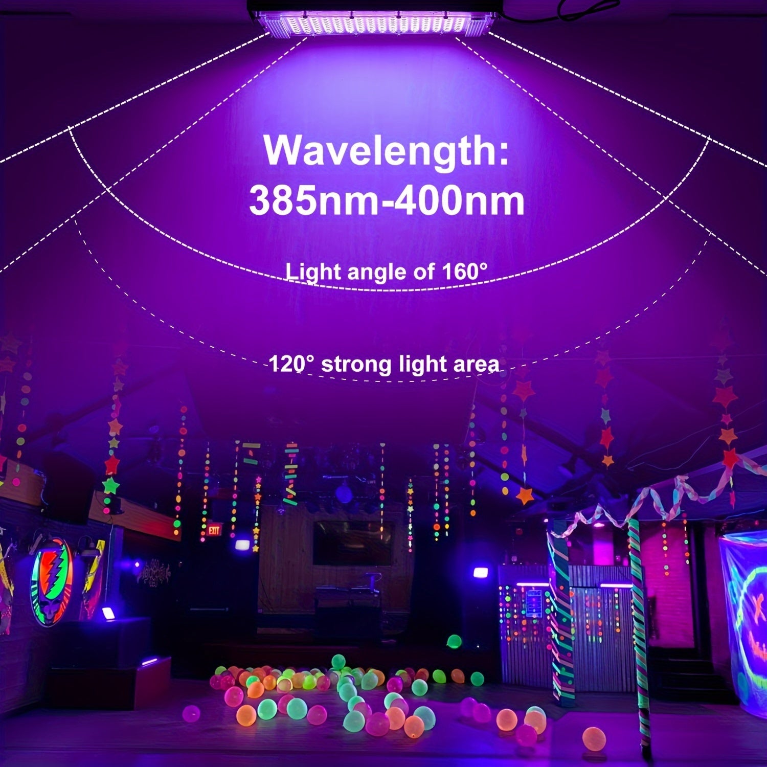 UV Black Light Pack 50/96/144 LEDs USB Powered for Party Halloween Fluorescent Posters