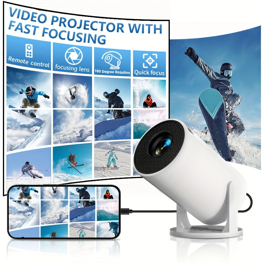 High Brightness LED Video Projector with 180° Rotation for Home and Office