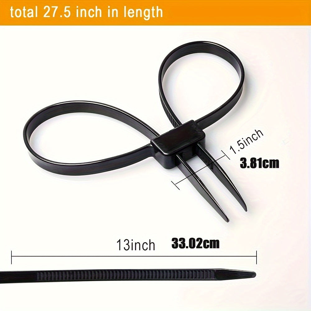 Black Nylon Zipper Ties Set 1/3/10pcs Weatherproof Non-Slip Break Resistant