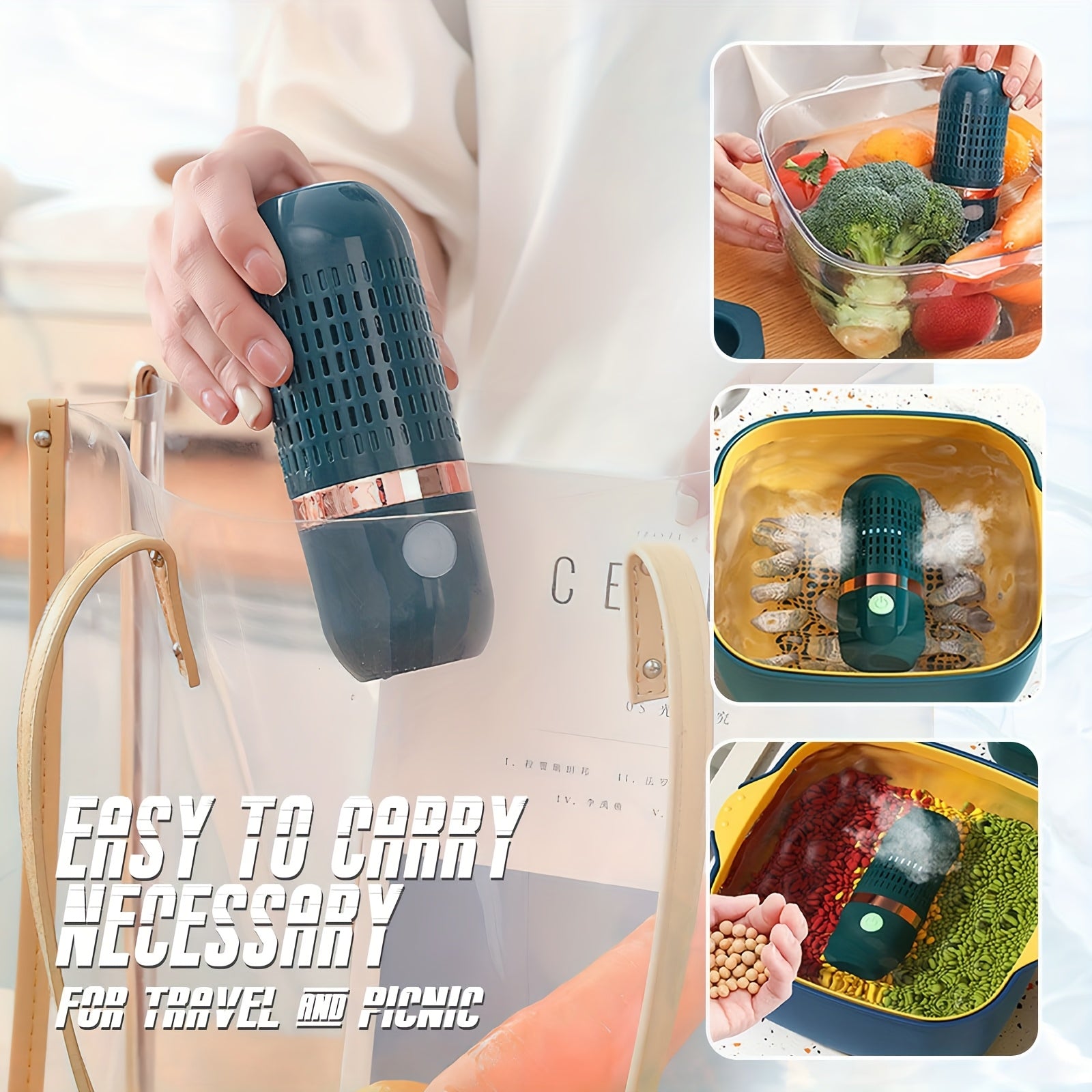 Qayta to'ldiriladigan simsiz meva va sabzavotlarni tozalash qurilmasi, mahsulot, go'sht, guruch va stol tozalash uchun