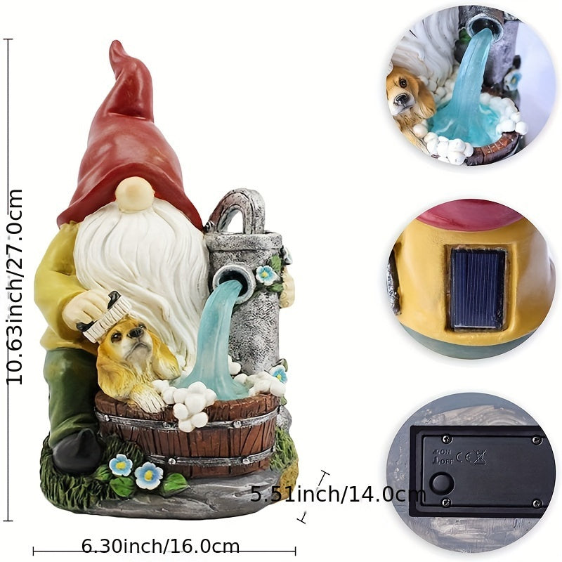 Solar Dwarf Resin Garden Statue Solar-Powered Outdoor Gnome Decoration for Lawn and Patio