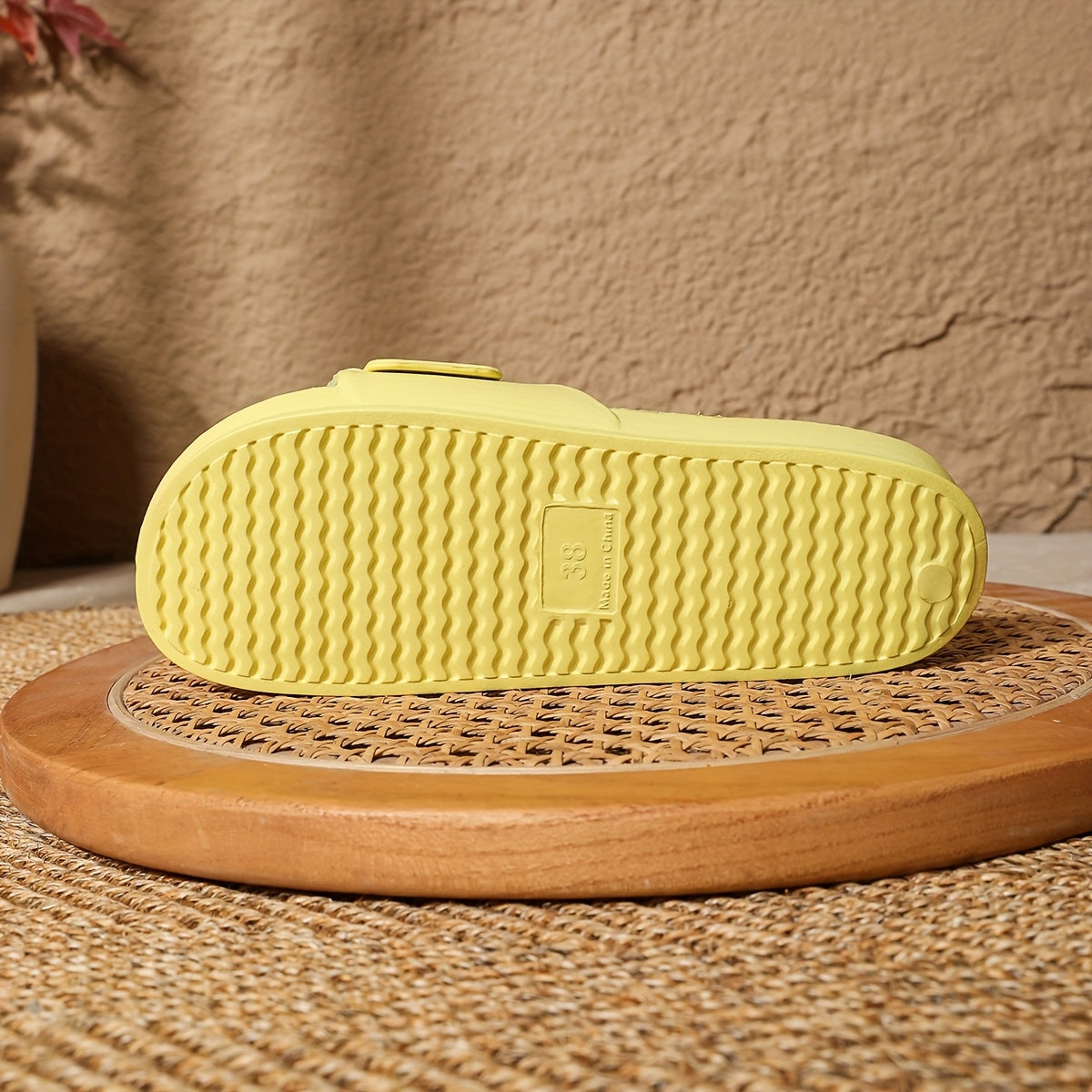 Women's Yellow EVA Slide Sandals with Adjustable Strap for Indoor Outdoor Use