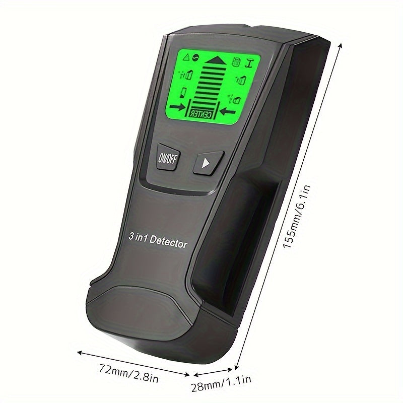 Battery-Powered Stud Finder with LCD Display for Wood Metal and AC Wires