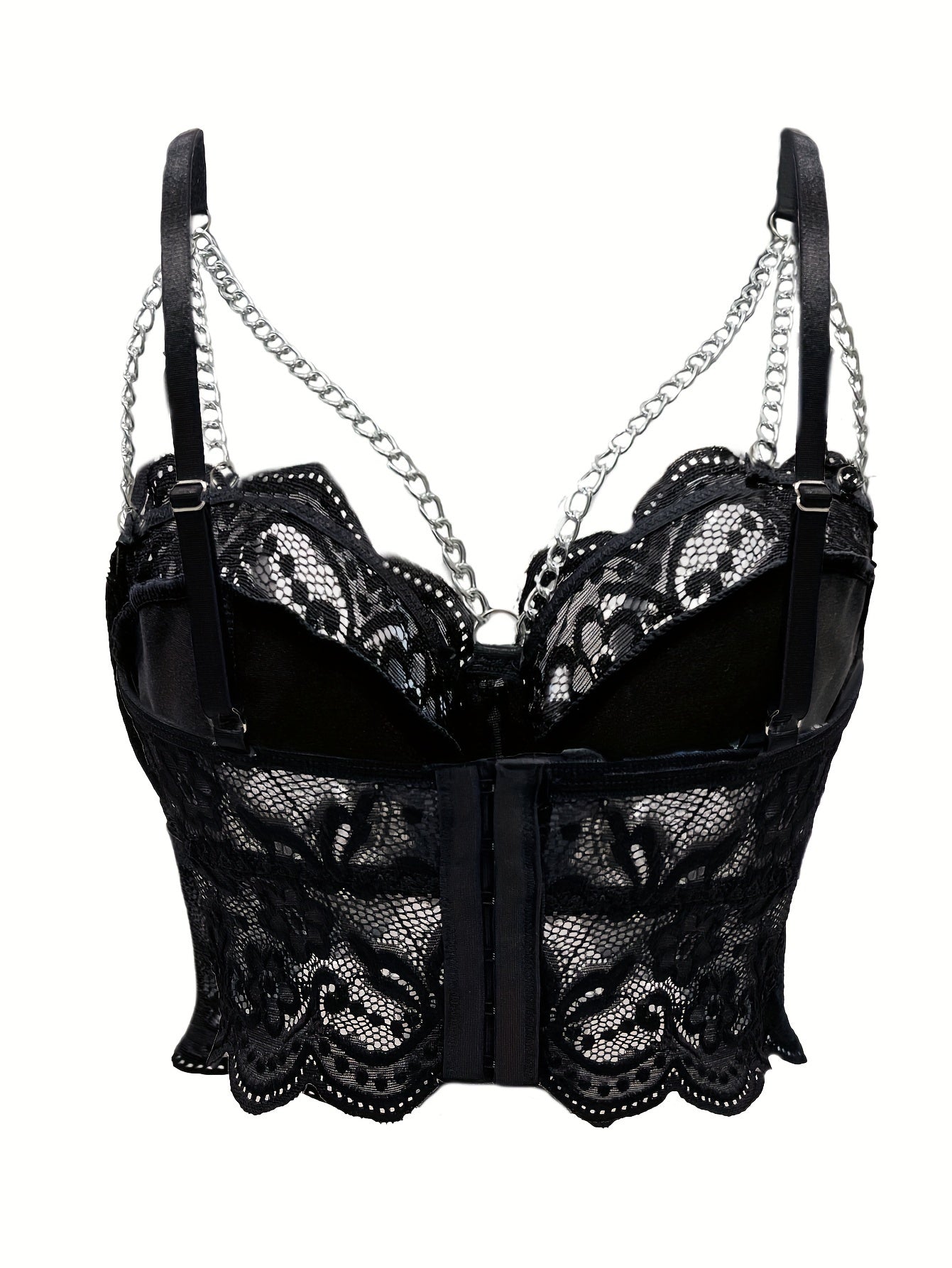 Женский бюстгальтер с красным цветочным кружевом и цепочной сеткой, регулируемые ремни, непрозрачный нейлон и полиэстер