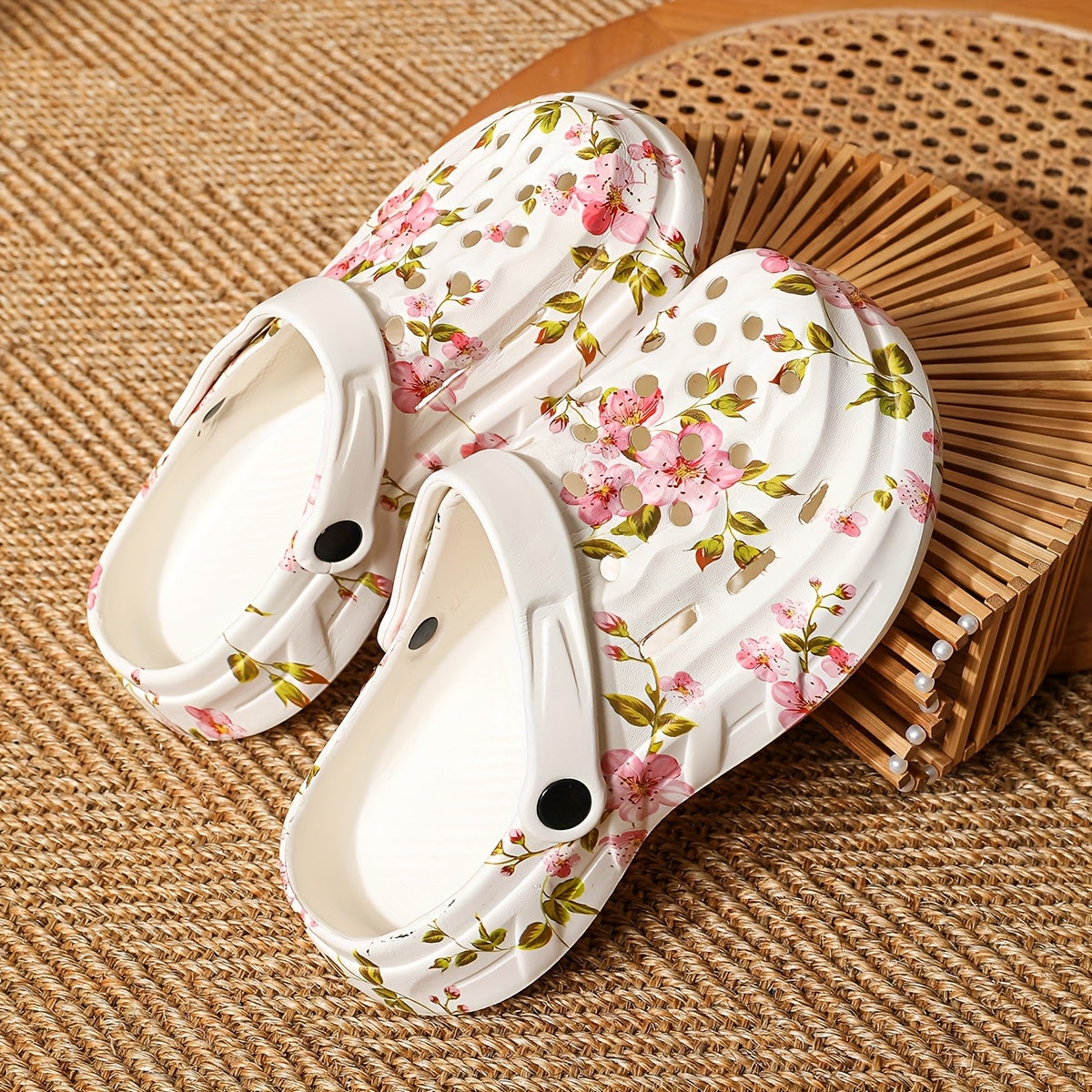 Girls EVA Slides with Colorful Cartoon and Floral Print