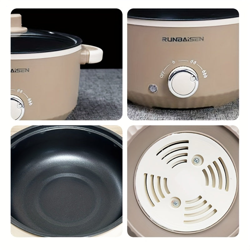 Электрический горшок с пароваркой для домашнего использования, универсальный для жарки, паровой обработки и варки, антипригарное внутреннее дно для собраний