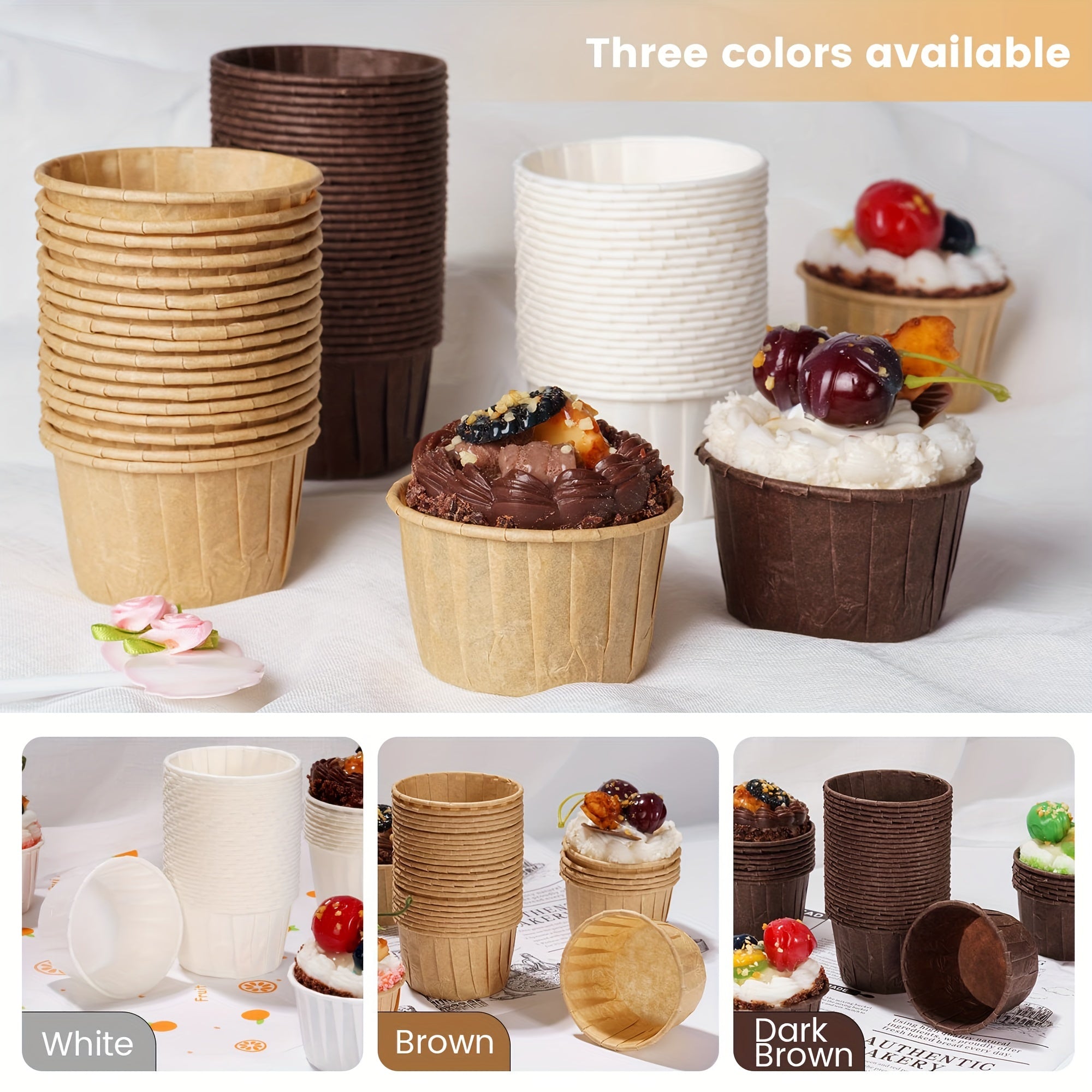Pack of 50 Parchment Cupcake Liners 3.5oz Grease-Resistant Baking Cups for Muffins and Desserts