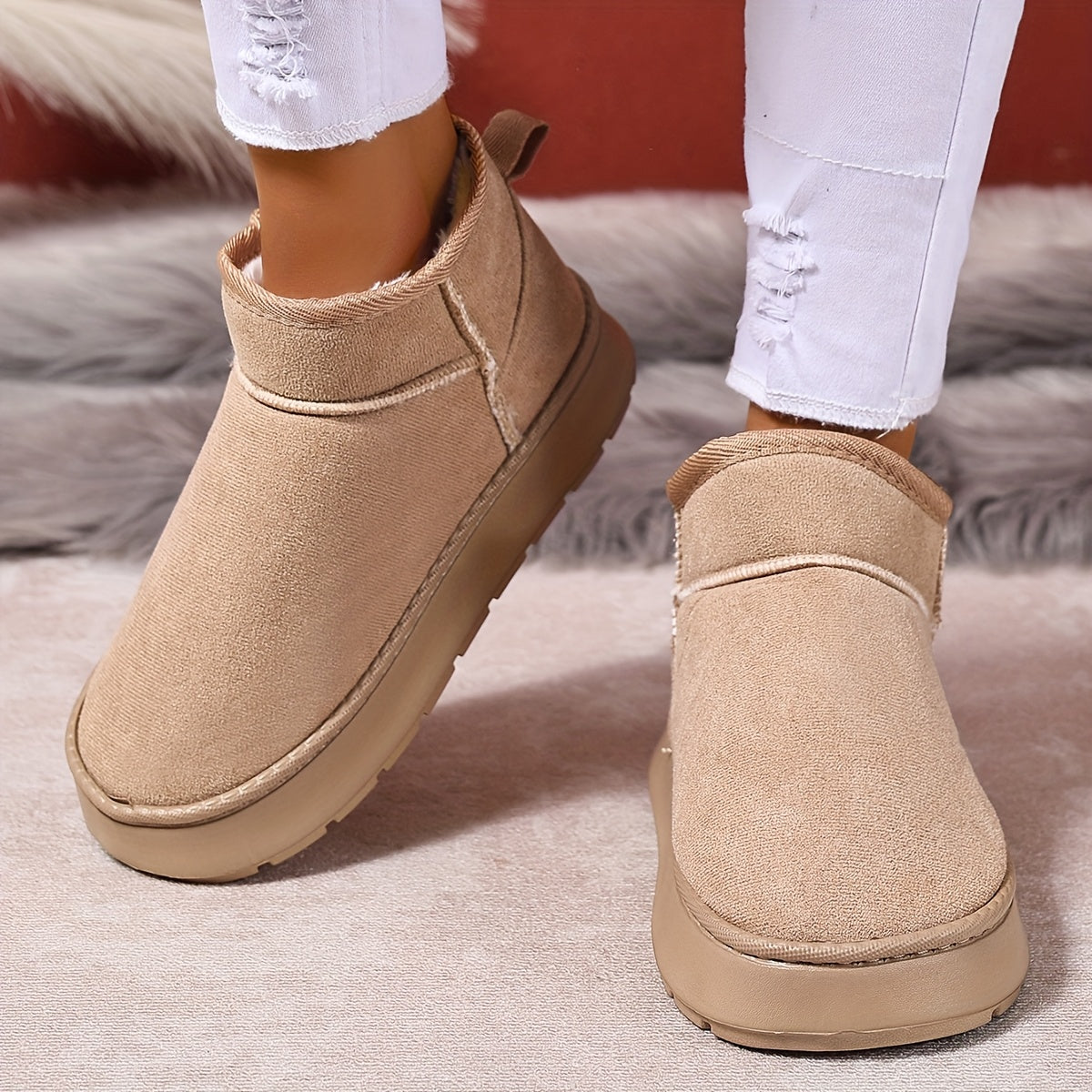 Женские плюшевые мокасины-слепоны с подошвой из EVA для зимы, бежевый, черный, розовый, серый