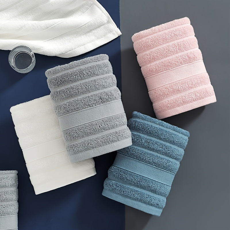Striped Cotton Washcloth Set 4 Pieces Absorbent Small Towels for Bathroom